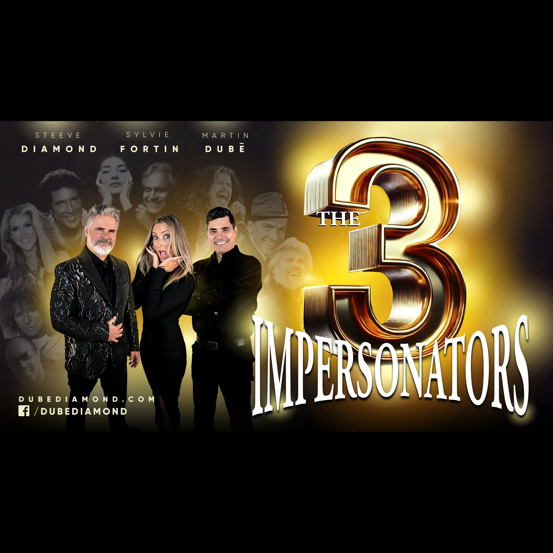 3 vocalists who sing like Celine Dion, Tom Jones, Andrea Bocelli, Aerosmith, & Barbra Streisand and MANY others all in one show!  60+ songs in 90 minutes!